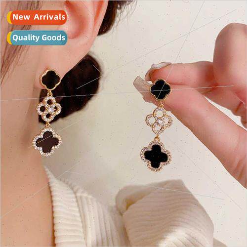 mple retro four-leaf flower earrings delicate celebry fashio
