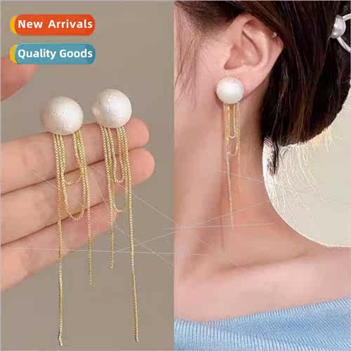 advanced tassel long pearl earrings female summer thin ear w