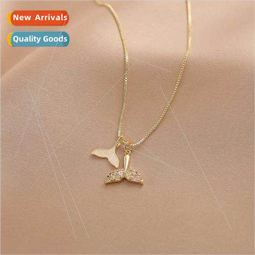 Korea exquise drip glaze double fish tail necklace female fa