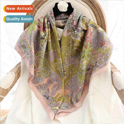 2022 spring new  silk silk scarf female printing simulation