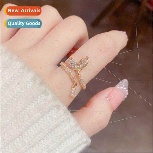 New niche delicate zirconia fish tail ring open ring wh jewe