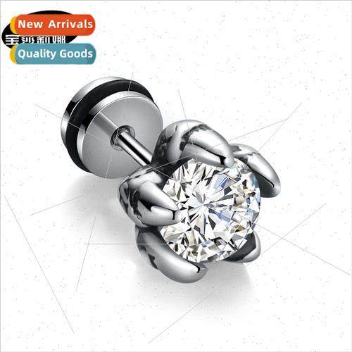 Tanium steel -allergenic crown zirconia earrings stainless s