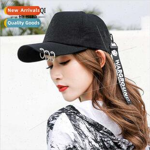 Spring nd iron ring fluttering bbaseball cap Korean  men wom