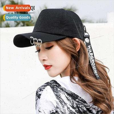 Spring nd iron ring fluttering bbaseball cap Korean  men wom