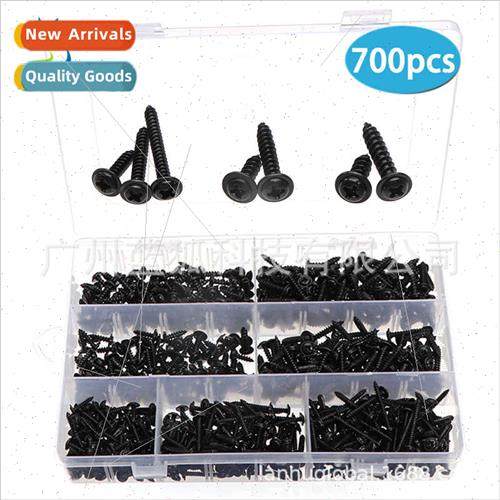 700PCS black zinc plated Phillips round head tapping screws