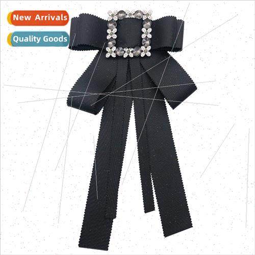 Korea collar flower vintage pure black cloth JK bow tie squa