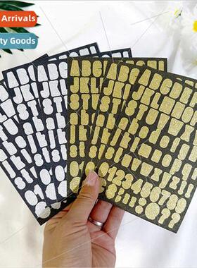English letters numbers stickers small size gold silver hand