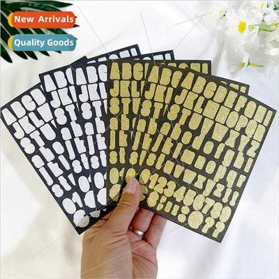 English letters numbers stickers small size gold silver hand