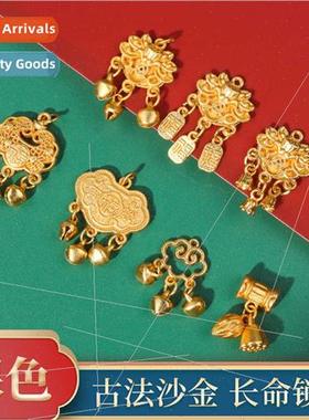 lotus long life locks two happiness pendant handmade jewelry