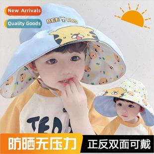 summer hollow top Children brim hat large adjust sun