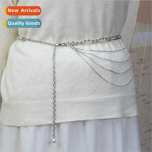 Women waist chain diamonds metal chain skirt dress sweater t