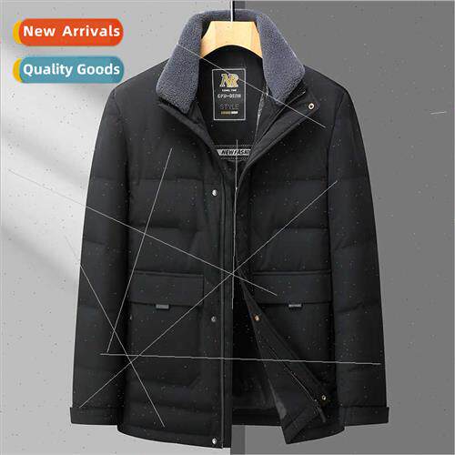 Dad winter flip collar down jacket 40 middle-aged 50-year-ol