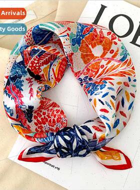 Sunscreen silk scarf small square scarf female spring autumn