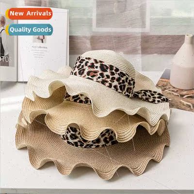 Leopard Print Floppy Straw Hat Fashion Women Sun Hat Straw H