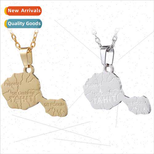 Tahi France Tahi Map Tanium Pendant Necklace Stainless Steel
