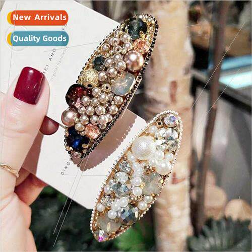 Korea ins imation pearl drill retro spring clip side clip fa
