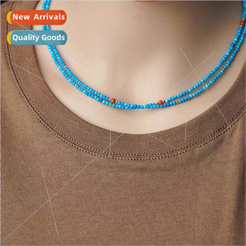 Natural Optimized Turquoise Necklace Women Summer che Double