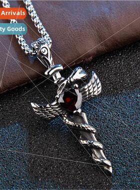 Vintage Angel Sword Necklace Men  Sweater Chain Anti Thai lv