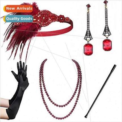 1920s Flapper Girl Dress Halloween Costume Gloves Smoking Po