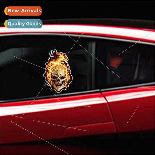 Reflective Flame Skull Sticker Fire Skull Death Punisher Car