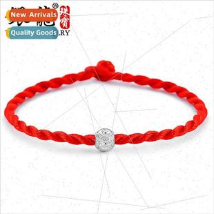 beads red Korea silver simpl female trans bracelet s925 rope