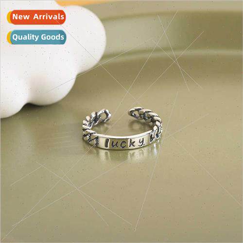 S925 silver letters lucky ltle lucky ring vintage thai silve