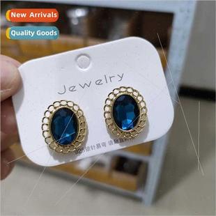 blue zircon shaped silver earrin heart pin earrings 925 oval