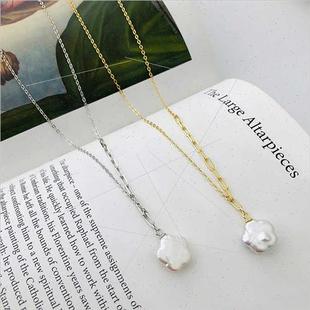 silver baroque pearl Europe women s925 necklace collarbo ins