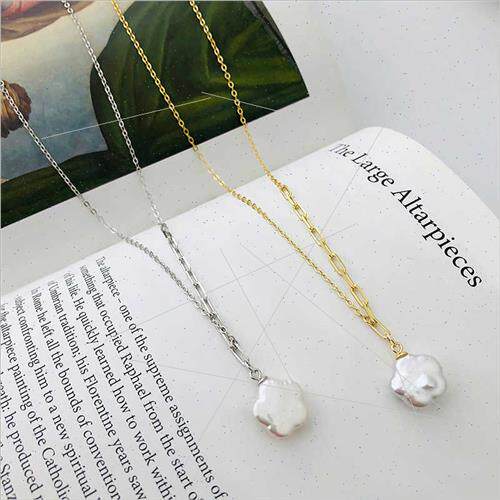 Europe ins s925 silver baroque pearl necklace women collarbo