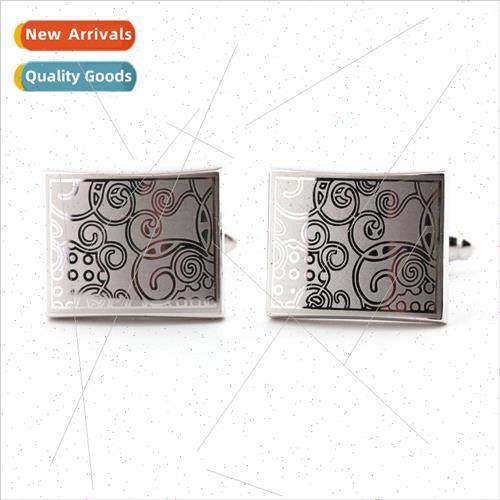 Laser Floral Rectangle French Shirt Men Cufflinks cufflinks