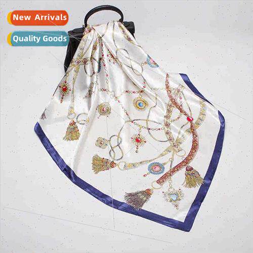 22 fall winter new simulation silk scarf women 90cm belt tas