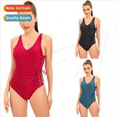 Comt Triangle Solid Drawstring Swimsu Belly piece New One