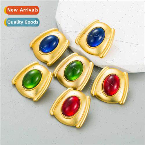 Europe earrings fashion retro geometric alloy oval resin ear