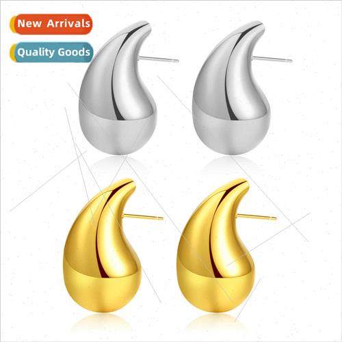 Water drop earrings ins gold fashion stainless steel hollow