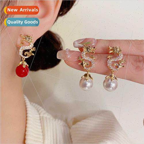 2024 new exquise Chinese zodiac pearl earrings fashion festi