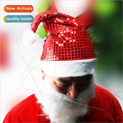Adult red sequin Christmas hat gold sequins no imation cloth