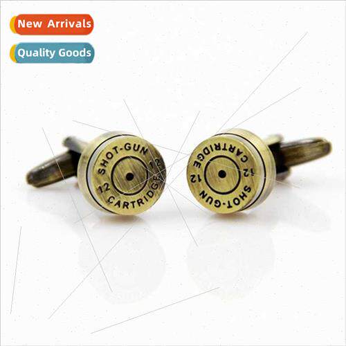 popular retro cufflinks pure copper brushed bronze bullet he