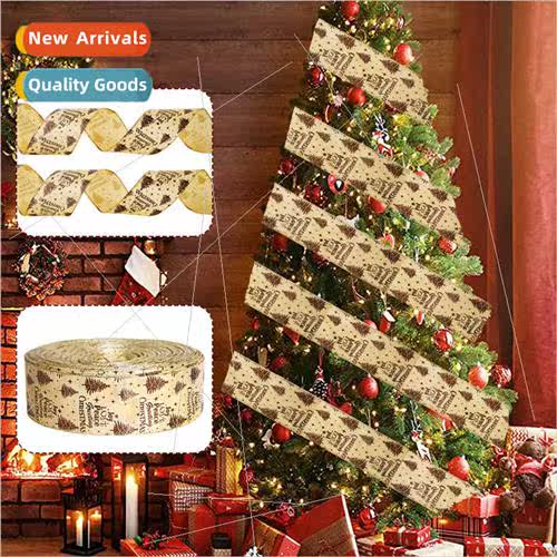 New 6.3CM Christmas Tree Ribbon Hanging Decoration Letter Pr