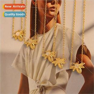 stone animal tanium simple pendant eye cat bee ins French