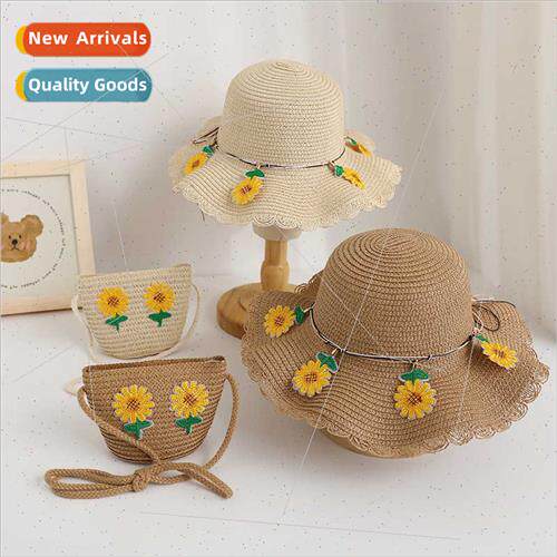 Summer children straw hat flower sun hat cute super cute chi
