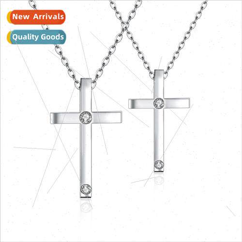 jewelry Polished cross wh diamonds couple necklace  simple s