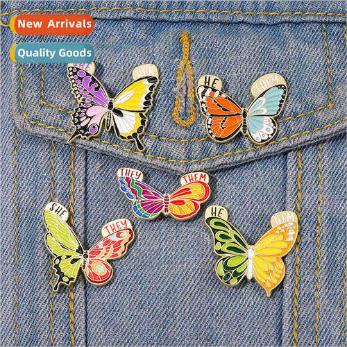 New alloy animal brooch ins personaly nd SHE/THEY letters bu