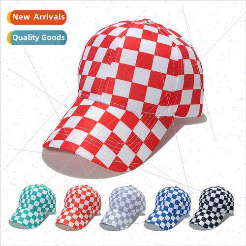 Baseball cap female outdoor sports men sun hat checkerboard