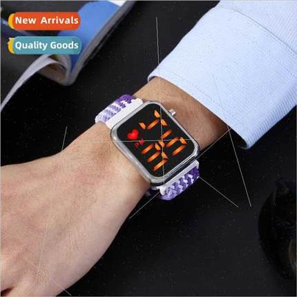 Europe new square led button red light braided cord elastic