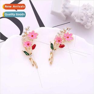 flowers colorful earrings temperament oil lerary fresh retro