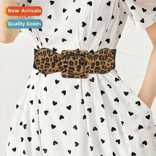 wide belt women leopard versatile elastic fashion deco print