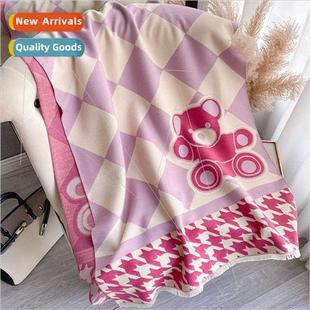 female winter sided plaid cou double scarf Korean Bear wild