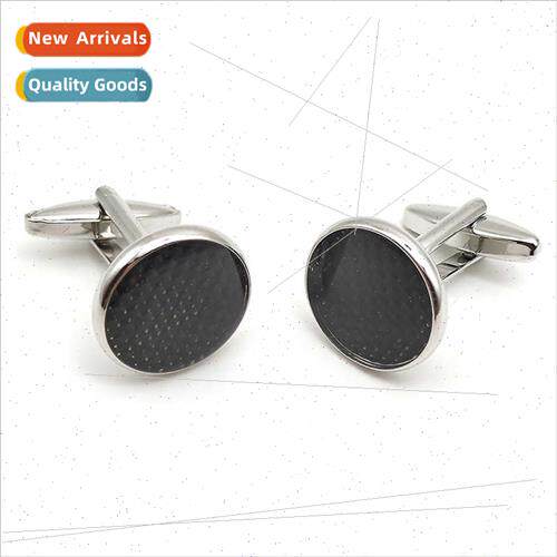 Square Round Carbon Fiber Cufflinks Clothing Accessories Fre