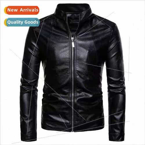 2022 Fall new collar type men biker leather jacket washed PU