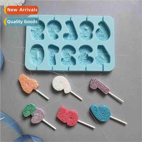 0-9 lollipop pattern 280 chocolate silicone mold cake puddin